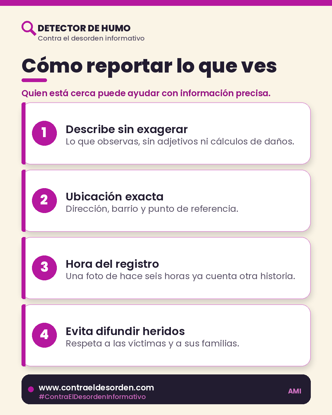 Infografía CDI 099: Cómo reportar lo que ves