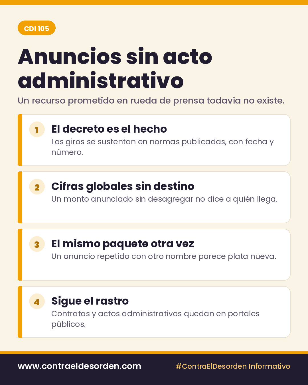 Infografía CDI 105: Anuncios sin acto administrativo