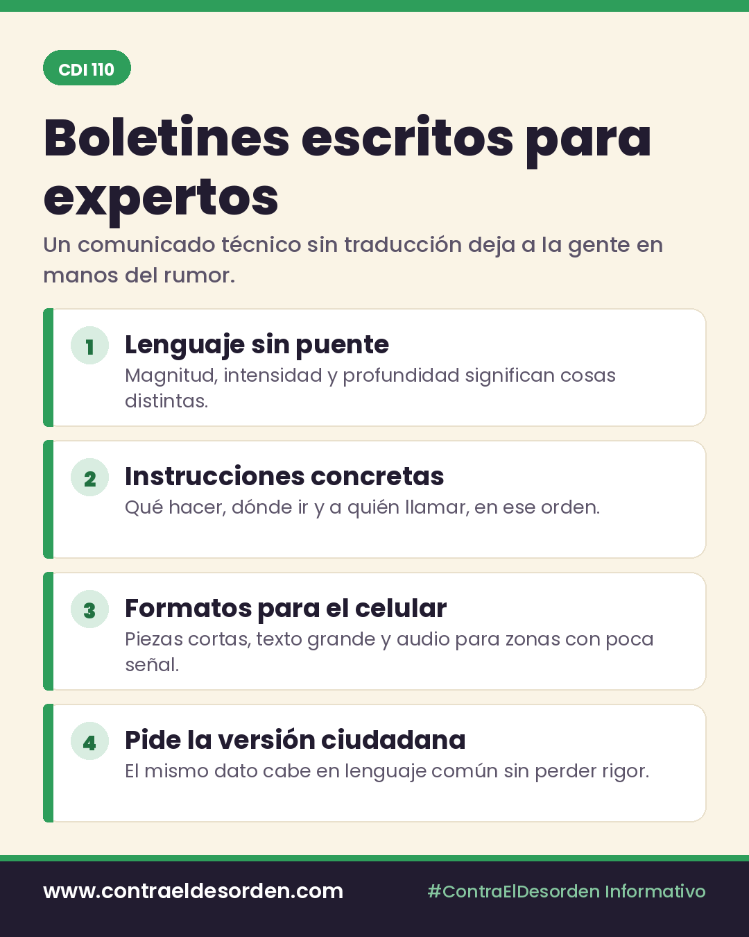 Infografía CDI 110: Boletines para expertos