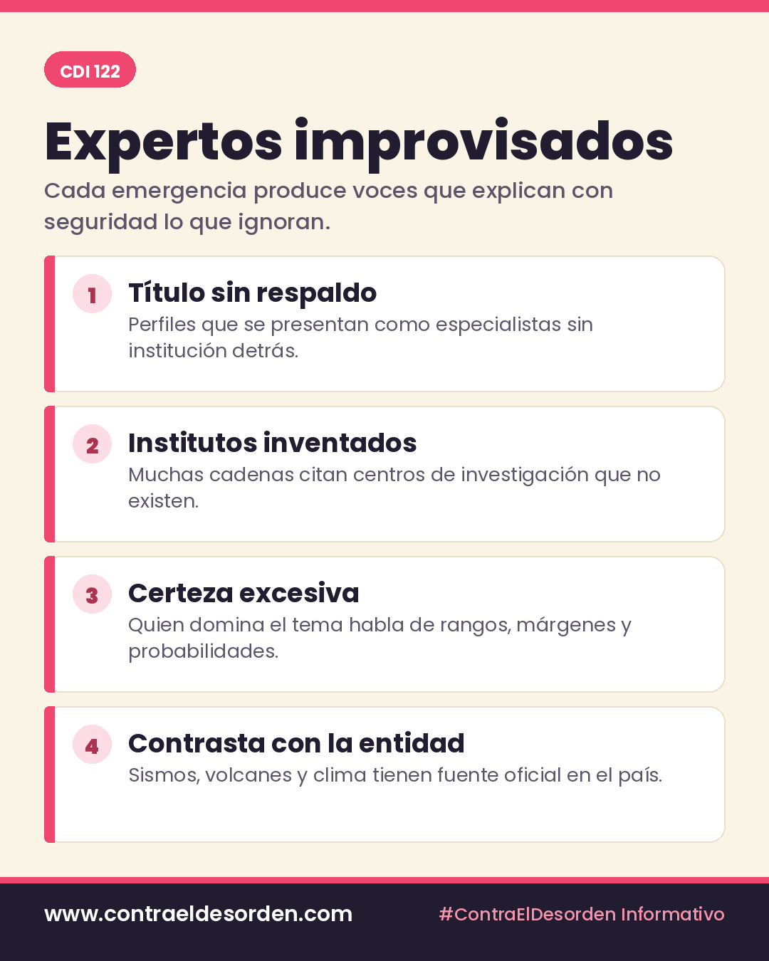 Infografía CDI 122: Expertos improvisados