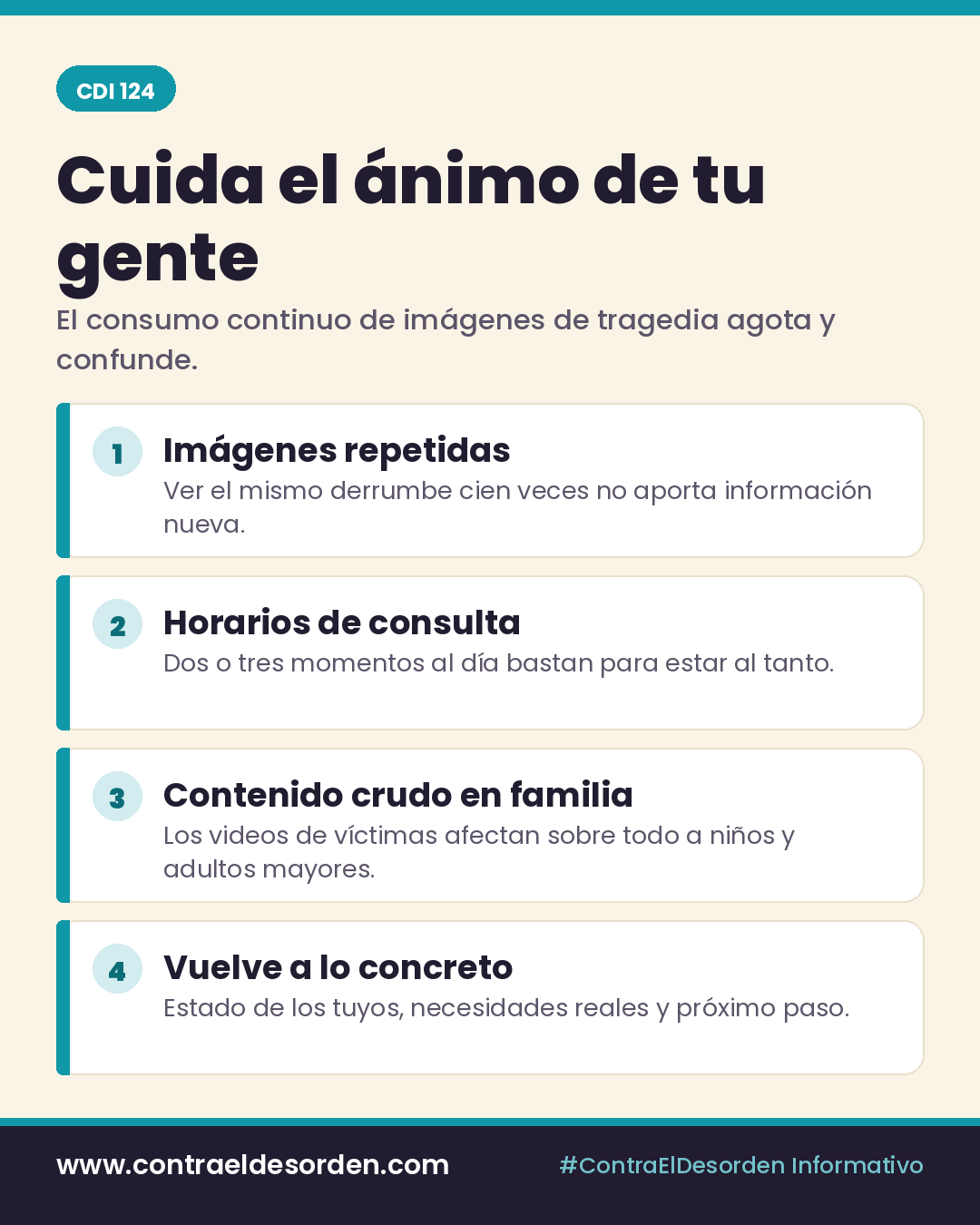 Infografía CDI 124: Cuida el ánimo de tu gente
